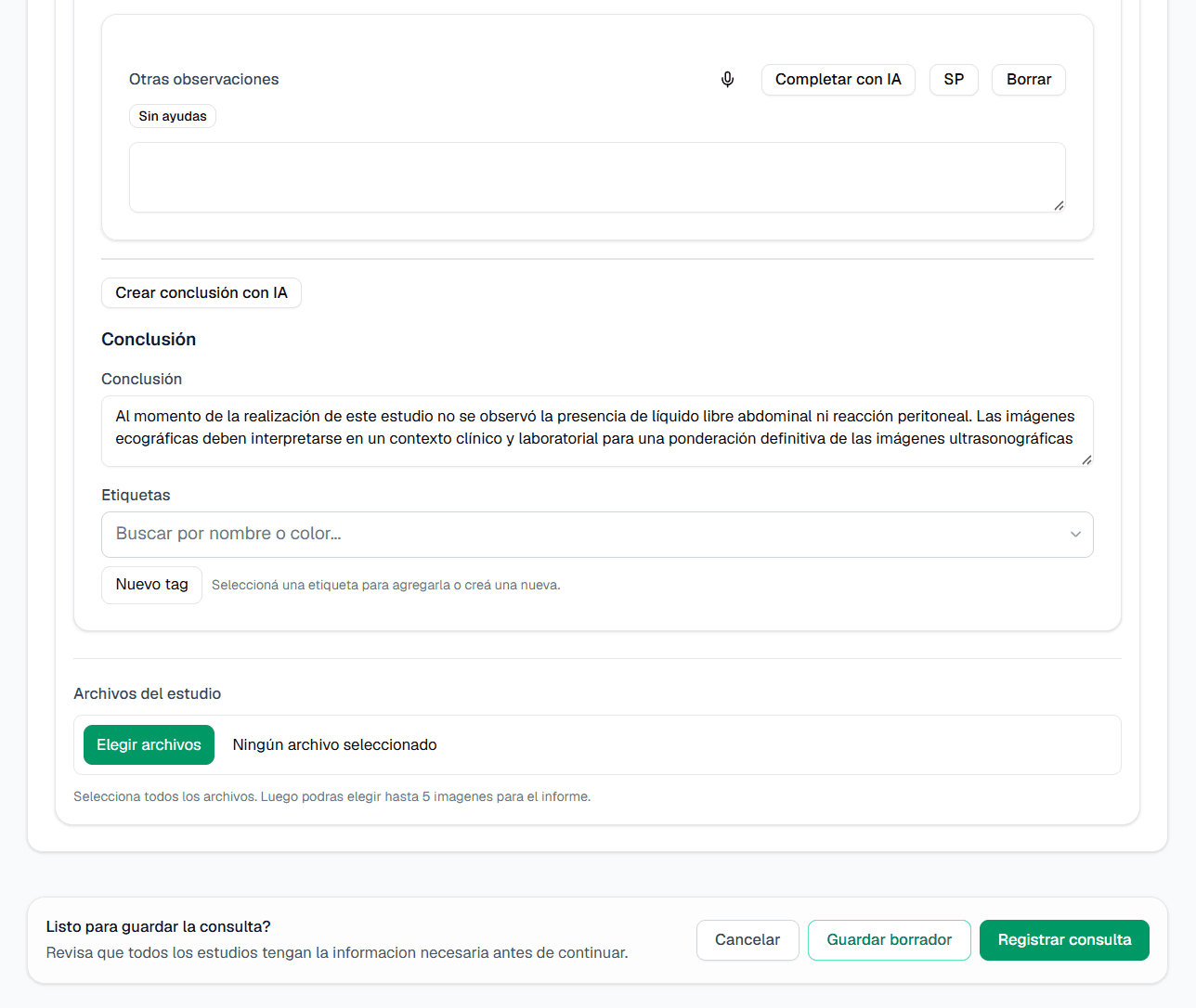Cierre de un estudio en Brevet: la conclusión generada a partir de los hallazgos, editable antes de finalizar el informe